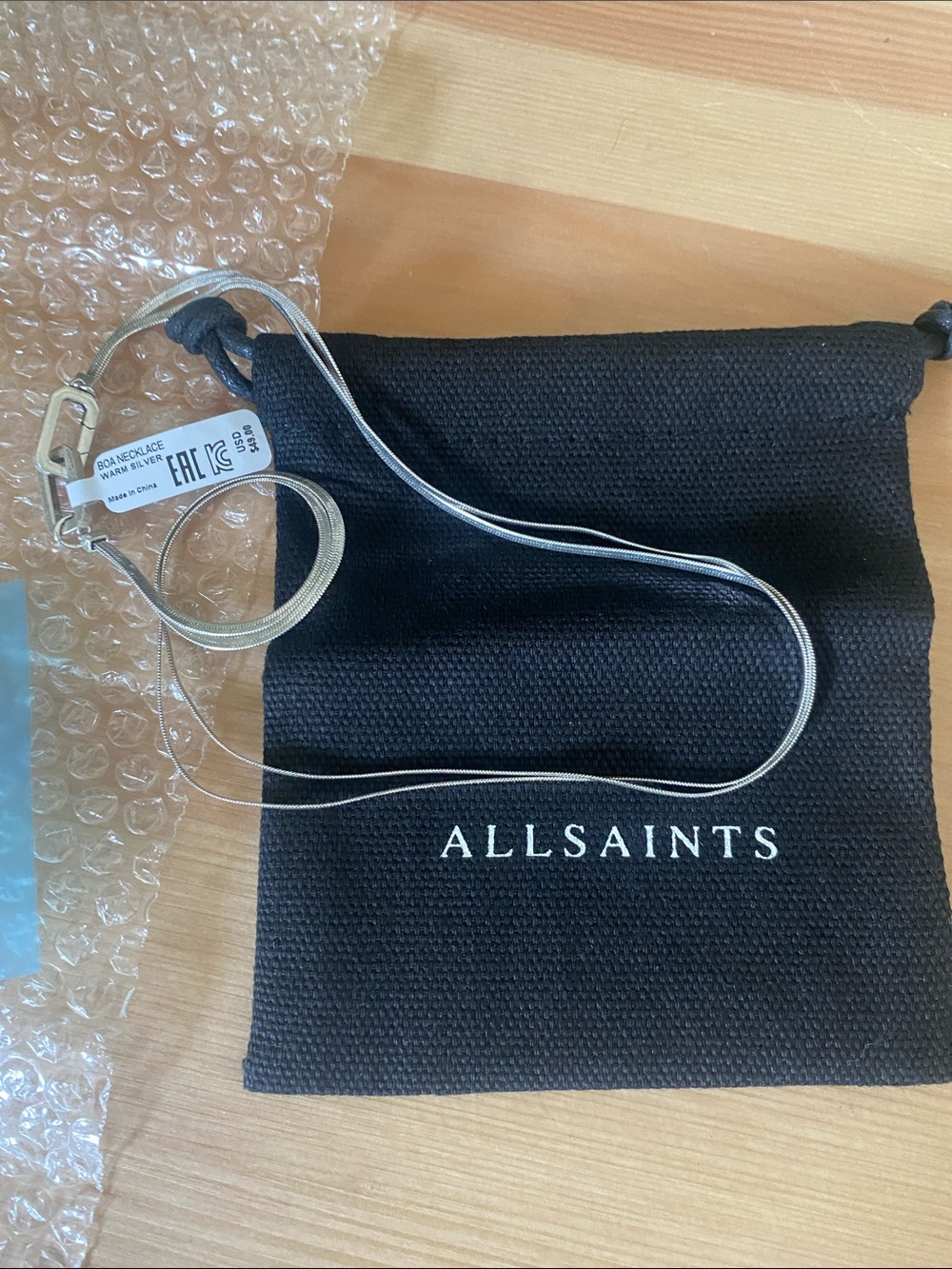 All Saints Boa Silver Necklace
